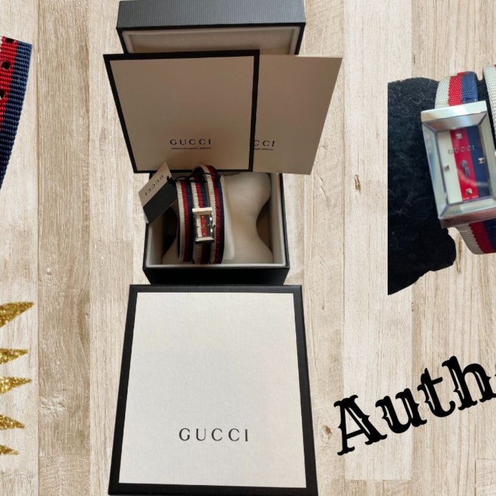 Gucci G-Frame Nylon Strap Wrap Strap Watch Green Swiss Made NWT AND BOX